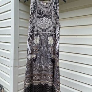 Black, Browns and White Exotic High Low Dress M